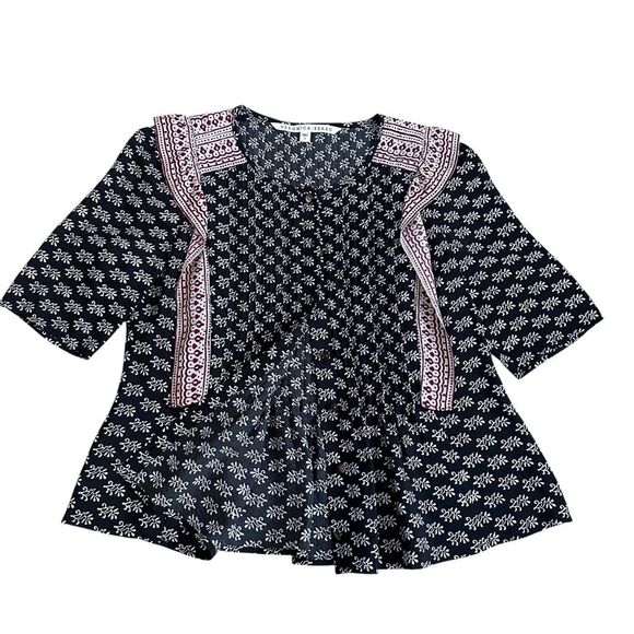 Veronica Beard Tops - Veronica Beard Women’s Silk Jules Ruffle Blouse Shirt Top Floral Size 6 Black